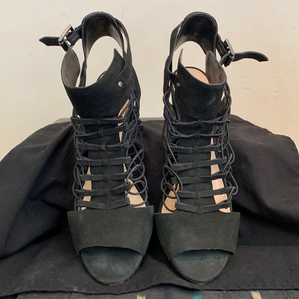Vince Camuto black suede sexy ladies sandals